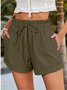 Damen Unifarben Shorts Gerade Hosen Lässig Sommer Shorts