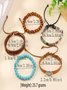 Türkis Sommer Neu Heiß Verkauf Einfach Fashion Bohemien Klein Blume Stil Türkis Perlen Hölzerne Korn Fünfteilig Armband
