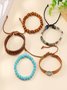 Türkis Sommer Neu Heiß Verkauf Einfach Fashion Bohemien Klein Blume Stil Türkis Perlen Hölzerne Korn Fünfteilig Armband