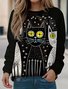Damen Rundhals Katze Lässig Frühling/Herbst Langarm Sweatshirt