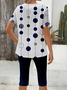 Damen Polka Dots Print Zweiteiliges Set Täglich Kurzarm Lässig Sommer Bluse mit Hose Matching Set