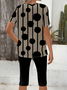 Damen Polka Dots Print Zweiteiliges Set Täglich Kurzarm Lässig Sommer Bluse mit Hose Matching Set