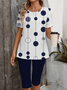 Damen Polka Dots Print Zweiteiliges Set Täglich Kurzarm Lässig Sommer Bluse mit Hose Matching Set