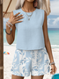 Damen Geblümt Print Zweiteiliges Set Täglich Ärmellos Lässig Sommer Mehrteiliges Set Matching Set