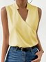 Damen Ärmellos Tanktop Oberteile Leibchen Sommer Unifarben V-Ausschnitt Täglich Lässig Oberteile