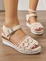 Alle Jahreszeiten Stoff Unifarben Einfach Offen Keilsandalette