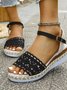 Alle Jahreszeiten Stoff Unifarben Einfach Offen Keilsandalette