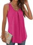 Damen Ärmellos Tanktop Oberteile Leibchen Sommer Unifarben Gerüscht Rundhals Täglich Sport Oberteile