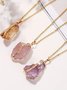 Naturstein Irregulär roh Stein Kristall Galvanisieren Vergoldet Pendant Rosa Quarz Citrin DIY Schmuck Halskette