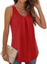 Damen Ärmellos Tanktop Oberteile Leibchen Sommer Unifarben Gerüscht Rundhals Täglich Sport Oberteile