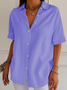 Damen Unifarben Kurzarm Bluse Sommer Print Hemdkragen Täglich Lässig Oberteile