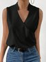 Damen Ärmellos Tanktop Oberteile Leibchen Sommer Unifarben V-Ausschnitt Täglich Lässig Oberteile