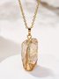 Naturstein Irregulär roh Stein Kristall Galvanisieren Vergoldet Pendant Rosa Quarz Citrin DIY Schmuck Halskette