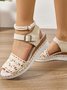 Alle Jahreszeiten Stoff Unifarben Einfach Offen Keilsandalette
