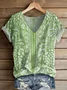 Damen Geblümt Kurzarm T-Shirts T-Shirt V-Ausschnitt Print Lässig Sommer T-Shirt mit Grafik Oberteile