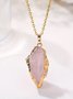 Naturstein Irregulär roh Stein Kristall Galvanisieren Vergoldet Pendant Rosa Quarz Citrin DIY Schmuck Halskette