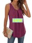 Damen Ärmellos Tanktop Oberteile Leibchen Sommer Unifarben Gerüscht Rundhals Täglich Sport Oberteile