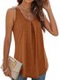 Damen Ärmellos Tanktop Oberteile Leibchen Sommer Unifarben Gerüscht Rundhals Täglich Sport Oberteile