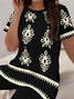 Damen Abstrakt Print Zweiteiliges Set Täglich Kurzarm Lässig Sommer Bluse mit Hose Matching Set
