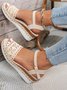 Alle Jahreszeiten Stoff Unifarben Einfach Offen Keilsandalette