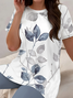 Damen Geblümt Print Zweiteiliges Set Täglich Kurzarm Lässig Sommer Bluse mit Hose Matching Set