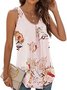 Damen Ärmellos Tanktop Oberteile Leibchen Sommer Unifarben Gerüscht Rundhals Täglich Sport Oberteile