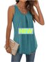 Damen Ärmellos Tanktop Oberteile Leibchen Sommer Unifarben Gerüscht Rundhals Täglich Sport Oberteile