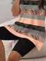 Damen abstrakte Streifen Print Zweiteiliges Set Täglich Kurzarm Lässig Sommer Bluse mit Hose Matching Set