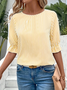 Damen Gestreift Halbarm Bluse Sommer Rundhals Täglich Retro Oberteile
