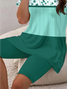 Damen Geblümt Print Zweiteiliges Set Täglich Kurzarm Lässig Sommer Bluse mit Hose Matching Set