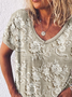 Damen Geblümt Kurzarm T-Shirts T-Shirt V-Ausschnitt Print Lässig Sommer T-Shirt mit Grafik Oberteile