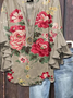 Damen Geblümt Halbarm Bluse Sommer Print V-Ausschnitt Täglich Lässig Oberteile