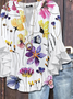 Damen Geblümt Halbarm Bluse Sommer Print V-Ausschnitt Täglich Lässig Oberteile