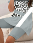 Damen Abstrakt Print Zweiteiliges Set Täglich Kurzarm Lässig Sommer Bluse mit Hose Matching Set