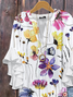 Damen Geblümt Halbarm Bluse Sommer Print V-Ausschnitt Täglich Lässig Oberteile