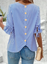 Damen Gestreift Halbarm Bluse Sommer Rundhals Täglich Retro Oberteile