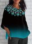 Damen Geometrisch Kurzarm T-Shirts T-Shirt V-Ausschnitt Print Retro Sommer Oberteile