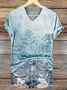 Damen Geblümt Kurzarm T-Shirts T-Shirt V-Ausschnitt Print Lässig Sommer T-Shirt mit Grafik Oberteile