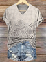 Damen Geblümt Kurzarm T-Shirts T-Shirt V-Ausschnitt Print Lässig Sommer T-Shirt mit Grafik Oberteile