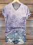 Damen Geblümt Kurzarm T-Shirts T-Shirt V-Ausschnitt Print Lässig Sommer T-Shirt mit Grafik Oberteile