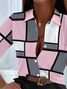 Damen Kariert Kurzarm Bluse Sommer Print Hemdkragen Täglich Lässig Oberteile