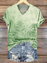 Damen Geblümt Kurzarm T-Shirts T-Shirt V-Ausschnitt Print Lässig Sommer T-Shirt mit Grafik Oberteile