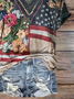 Damen Geblümt Kurzarm T-Shirts T-Shirt V-Ausschnitt Print Lässig Sommer T-Shirt mit Grafik Oberteile