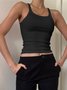 Damen Ärmellos Tanktop Oberteile Leibchen Sommer Unifarben Rundhals Täglich Sexy Oberteile