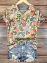 Damen Geblümt Kurzarm T-Shirts T-Shirt V-Ausschnitt Print Lässig Sommer T-Shirt mit Grafik Oberteile