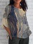 Damen Geometrisch Kurzarm T-Shirts T-Shirt V-Ausschnitt Print Retro Sommer Oberteile