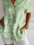 Damen Geblümt Kurzarm Bluse Sommer Print Hemdkragen Täglich Lässig Oberteile