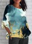 Damen Geometrisch Kurzarm T-Shirts T-Shirt V-Ausschnitt Print Retro Sommer Oberteile