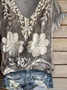 Damen Geblümt Kurzarm T-Shirts T-Shirt V-Ausschnitt Print Lässig Sommer T-Shirt mit Grafik Oberteile