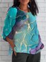 Damen Geometrisch Kurzarm T-Shirts T-Shirt V-Ausschnitt Print Retro Sommer Oberteile